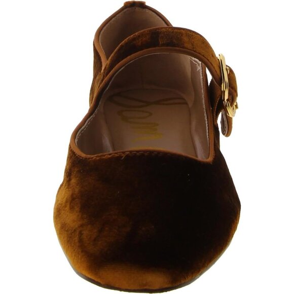 Sam Edelman Women Spiced Camel Polyester Michaela Buckle Ankle Strap Flat Shoes - Picture 2 of 3